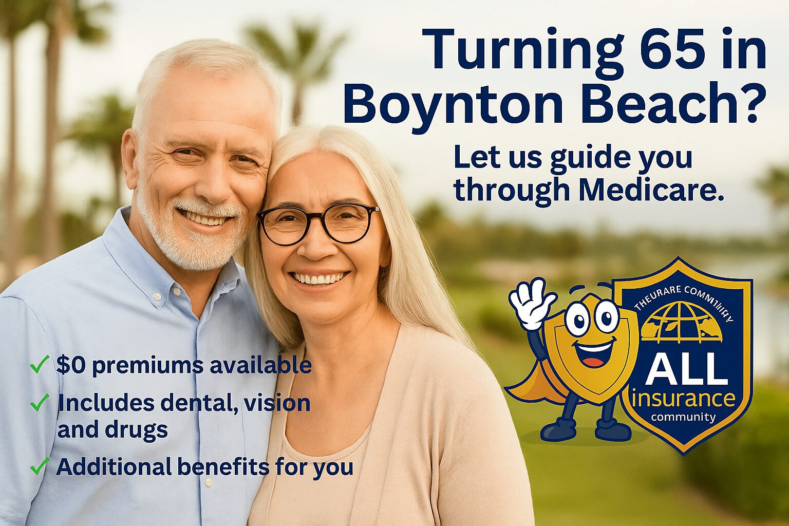 Senior couple receiving Medicare guidance in Boynton Beach