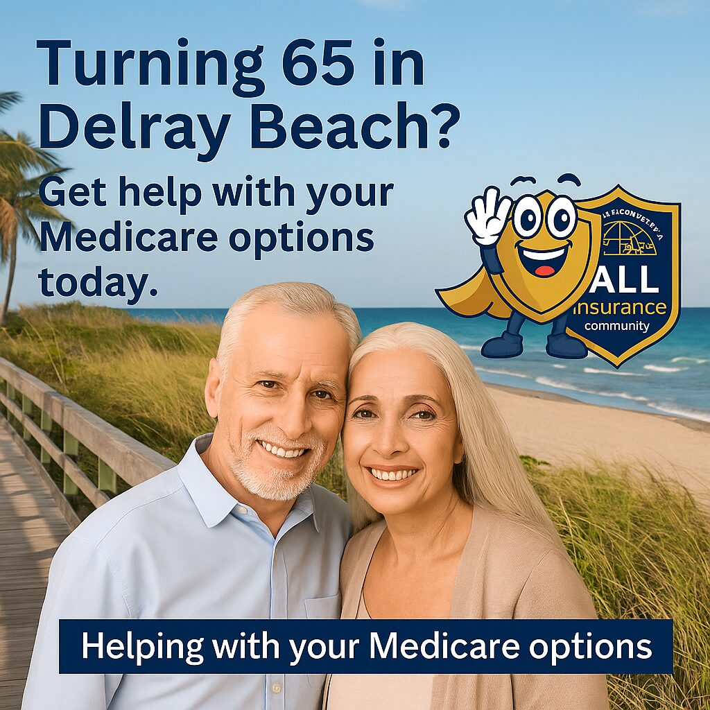 A senior couple in Delray Beach receiving expert Medicare help as they turn 65