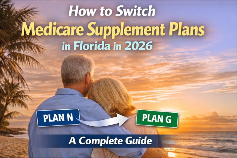 How to switch Medicare Supplement plans in Florida in 2026, showing a senior couple transitioning from Plan N to Plan G.