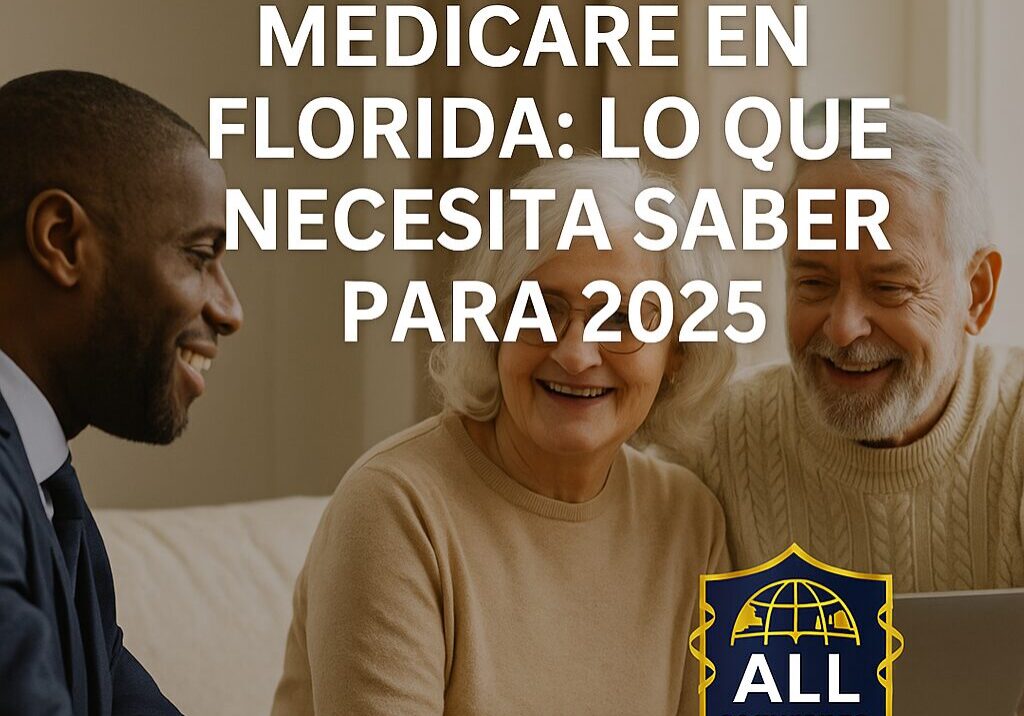 “Adultos mayores en Florida revisando los costos de Medicare 2025 con un asesor de seguros – All Insurance Community”
