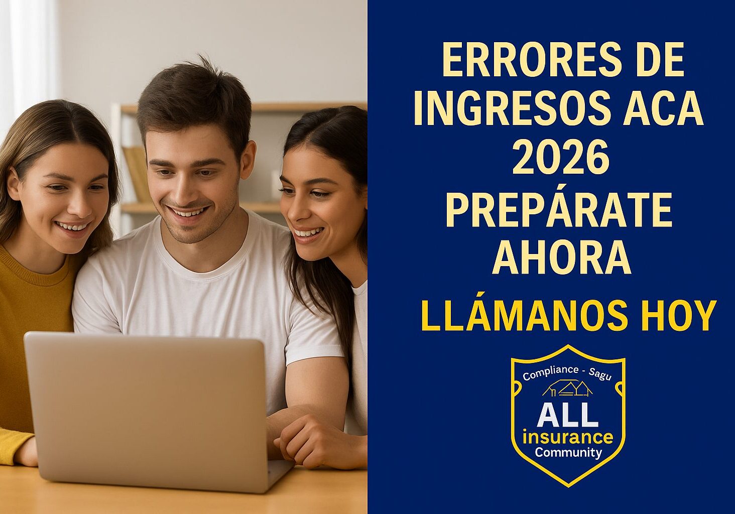 Pareja joven latina en Florida revisando documentos de ingresos con un agente de seguros antes del AEP 2026.