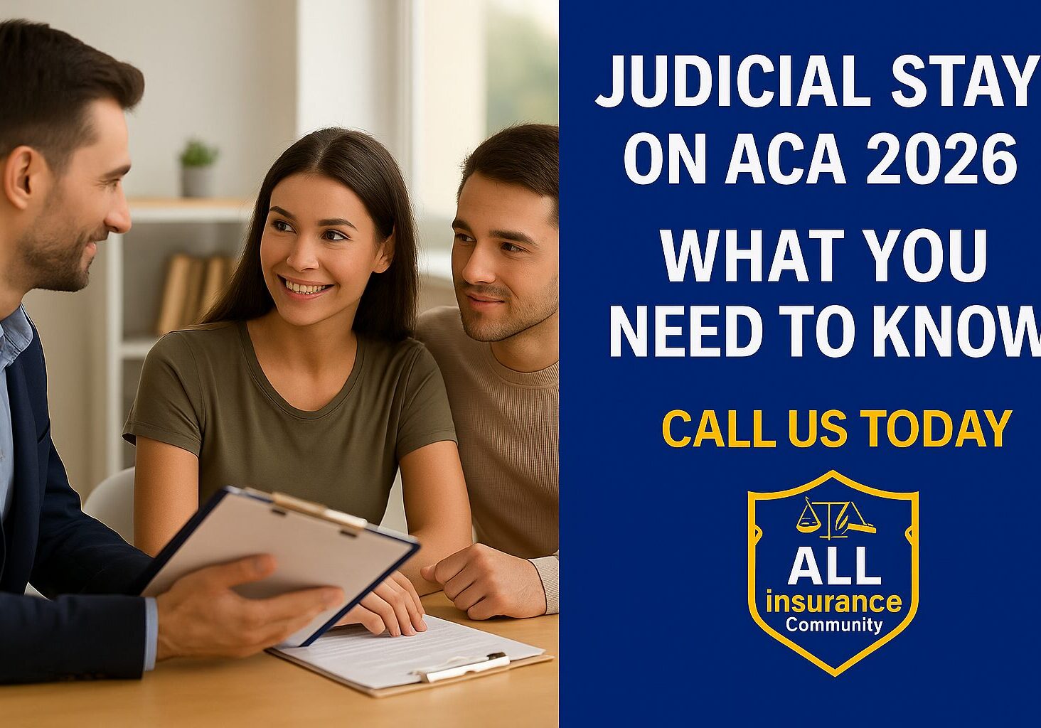 • Young family in Florida reviewing ACA Plans 2026 with an insurance agent to secure affordable coverage.