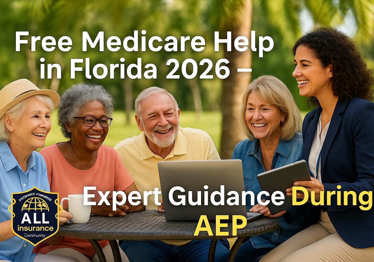 Florida seniors receiving free Medicare help from licensed agents during AEP 2026.
