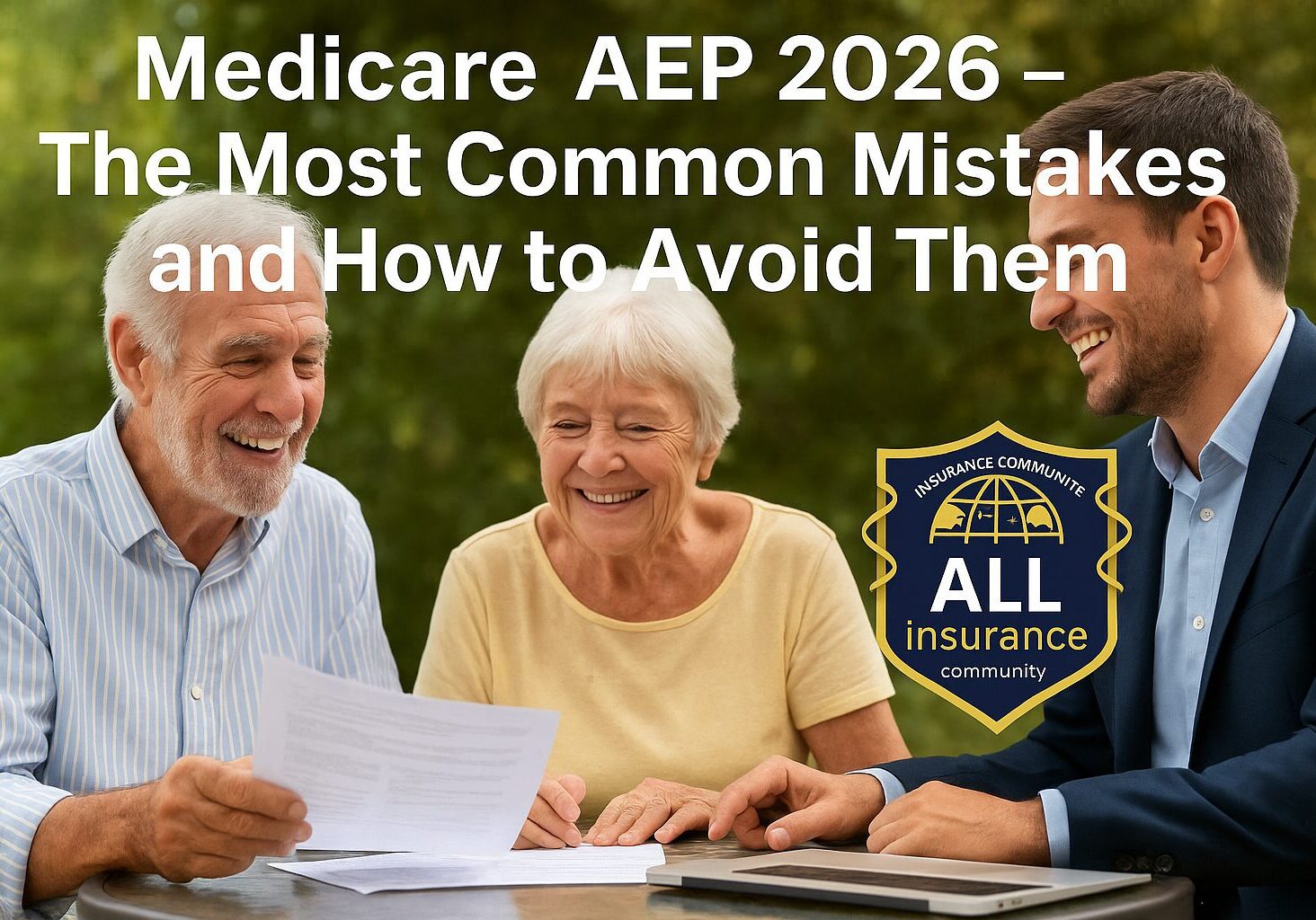Florida seniors reviewing Medicare plan options for AEP 2026 with an insurance agent.