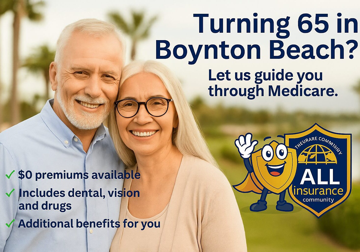 Senior couple receiving Medicare guidance in Boynton Beach